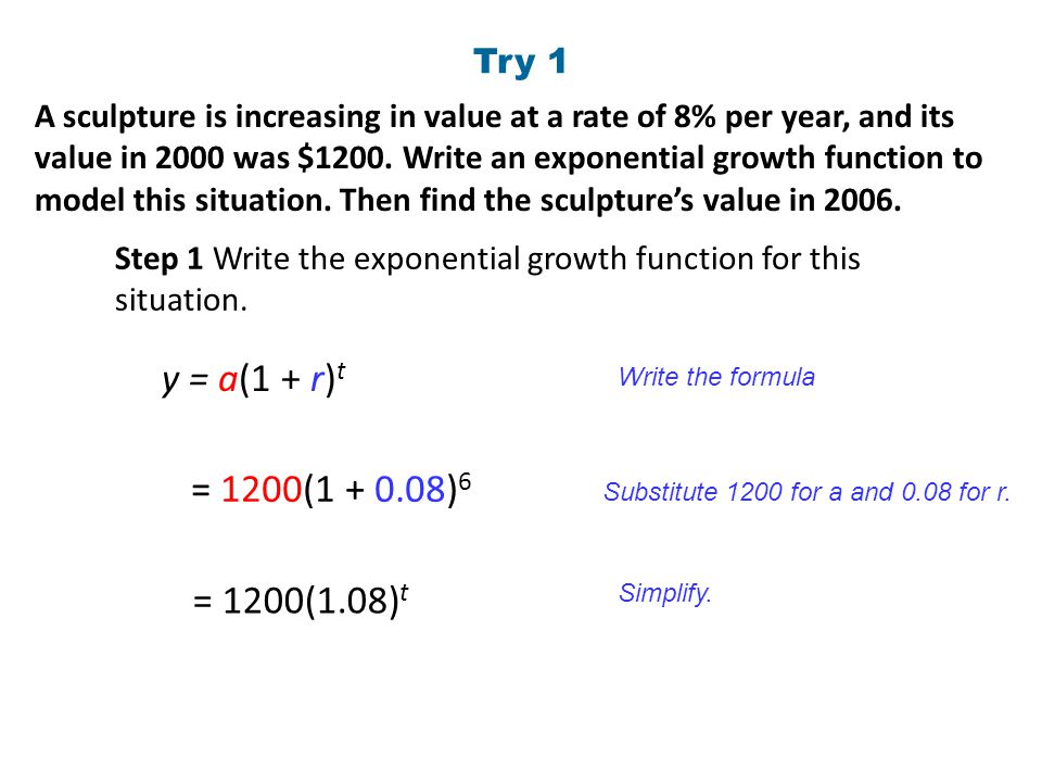 write an exponential function to model the situation donald